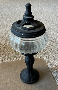 Decorative Glass Pedestal Jar or Candle Holder - Black - 14in. Tall - Picture 1 of 3