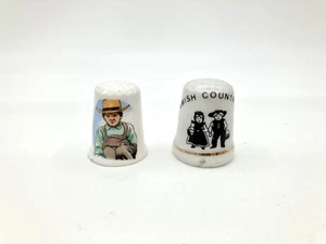 Vintage Lot Of 2 Porcelain Thimbles - Amish Country Lancaster PA - Picture 1 of 5