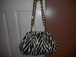 Steve Madden Zebra shoulder purse with silver chain and cross body strap - Picture 1 of 2