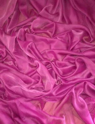 1 METER PINK SOFT CATIONIC CHIFFON 100% POLYESTER FABRIC 58” WIDE - Image 1 of 2