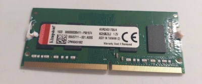 Kingston 4GB DDR4 2400 PC4-19200 SODIMM 260-Pin 1Rx16 Laptop Memory RAM CL17 - Image 1 of 2