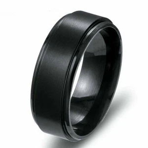 US SELLER Men WOMEN Stainless Steel PLAIN BLACK Band SIZE 10 BAND Ring Wedding - Picture 1 of 2