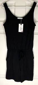 REORIA Scoop Neck Sleeveless Tank Top Short Jumpsuit Romper Black Small - Picture 1 of 8