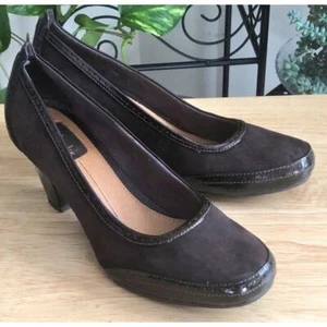 Clark’s Artisan decolte donna nere scamosciate e vernice tacco misura 9M - Foto 1 di 6