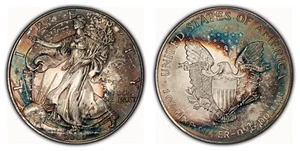 2000 1 oz Silver American Eagle - Rainbow Pattern Toning - BU - SKU-E2924 - Picture 1 of 11