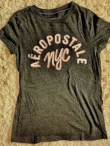 "A*"  AEROPOSTALE youth medium YM gray T-shirt embroidered “AEROPOSTALE NYC “ - Picture 1 of 2