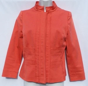 OSCAR DE LA RENTA Coral Salmon Cotton Twill Fitted Hidden Button Blazer Jacket 6 - Picture 1 of 12
