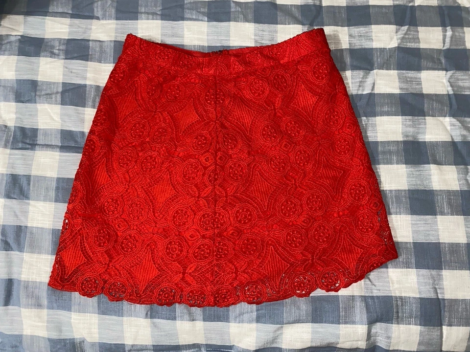 Hollister Red Lace Mini Skirt Size 3 - Image 1 of 4