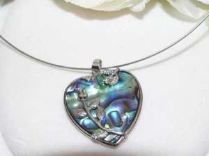 Halskette Kette Halsreif Anhänger ABALONE PAUA MUSCHEL Herz 365f - Bild 1 von 12