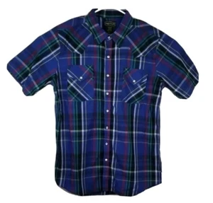 High Noon Mens XL Multicolor Plaid Western Pearl Snap Shirt Sleeve Shirt Pockets - Picture 1 of 7