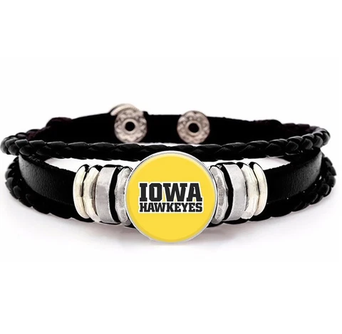 Special University Iowa Mens Womens Black Leather Bracelet w GiftPk D14 Cover