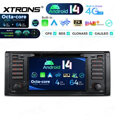 7 Zoll CarPlay Autoradio für BMW E39 M5 Android 14 4G+64G DVD GPS Navi LTE 4G - Bild 1 von 4