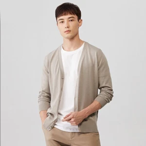 Hombres Prendas de punto Suéter Algodón Moda Color Puro Otoño Delgado Línea en V Abrigo Chaqueta - Imagen 1 de 27