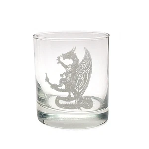 Celtic Dragon Engraved Whiskey Glass 10 oz, Free Engraved Personalization - Picture 1 of 6