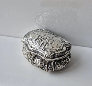 Hermosa lata antigua de plata 830 - pastillero lata de tabaco tabatiere / con escena en relieve - Imagen 1 de 12