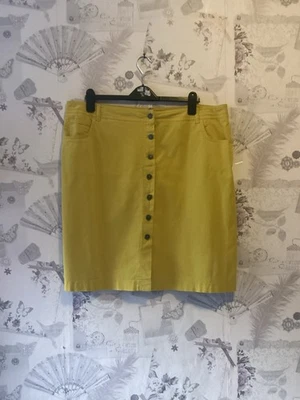 Ladies Laura Ashley Mustard Denim Style Skirt With Buttons Size 20 BNWT - Image 1 of 4