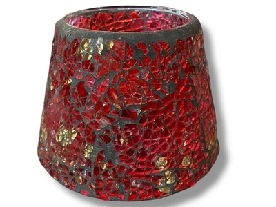 家庭室内红色和金色马赛克蜡烛灯罩蜡烛上装 — 第 1/4 张图片