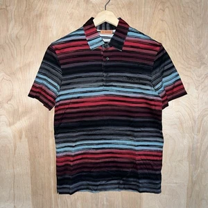MISSONI MULTI STRIPE PRINT COTTON LOGO DESIGNER POLO SHIRT SIZE SMALL - Picture 1 of 8