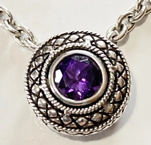 RARE Andrea Candela 925 Sterling Silver Amethyst Circle Pendant Chain Necklace - Picture 1 of 10