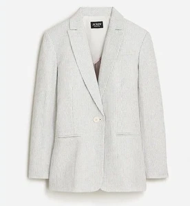 J Crew Collection Blazer Italian linen blend metallic threads Womens Sz 0 Gray - Picture 1 of 20