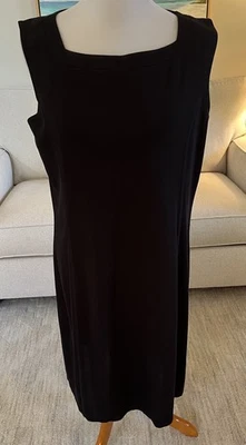 Misook Black Knit Sleeveless Square Neck Dress Sz Large - Image 1 of 4
