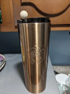 Starbucks Spring 2022 Copper Gold Stainless Steel Cold Brew Cup Tumbler Lid 16oz - Picture 1 of 2