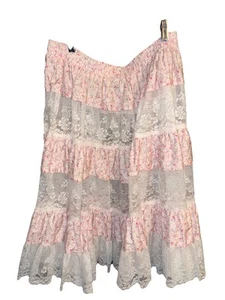 Falda de baile cuadrada vintage años 80 encaje floral transparente diversión extra grande - Imagen 1 de 4