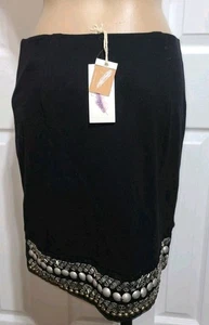 NWT Jessica Simpson Skirt Sz S Black W Beaded Trim Fully Lined 10th Anniversay - Picture 1 of 8