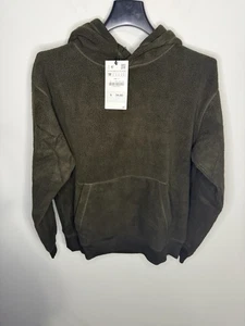 Neu mit Etikett Zara grüner flauschiger Damen Fleecepullover mit Kapuze Größe Medium - Bild 1 von 5