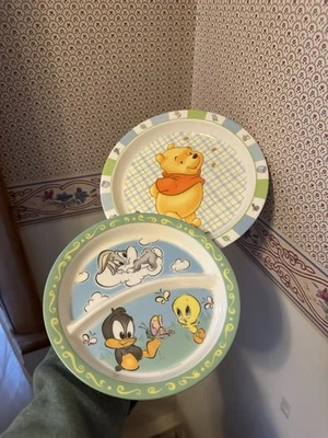 Disney Baby Plates Bundle of 2 Tweety & Winnie The Pooh - Image 1 of 4
