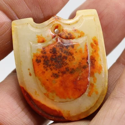 Colección,-tallado chino HeTian moneda jade blanco amuleto colgante D615 Foto 1 de 4