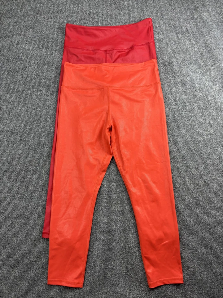Zyia Active Pants Womens 12 Red Orange Lot of 2 High Rise Shiny Leggings Yoga - Image 1 of 4