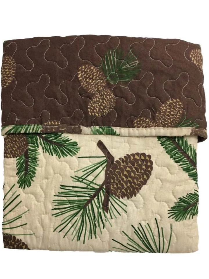 Virah Bella Forest Pines Pinecone Quilted Throw Blanket, Reversible 50" x 60" - Image 1 of 3