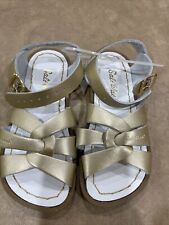 NEW NWOT Toddler girl gold metallic leather salt water sandals size 10 M US