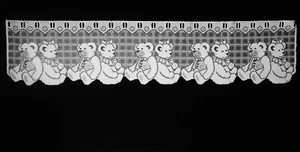 White 60" x 14" Heritage Lace Whimsical Bear Window Valance Bedroom - Picture 1 of 5