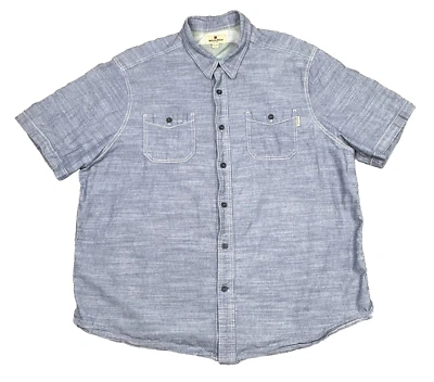 Woolrich Shirt Mens XXL Blue Denim Chambray Button Up Short Sleeve Pockets - Image 1 of 4