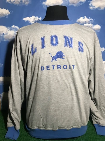 Detroit Lions pullover Sweatshirt Reversible Medium Blue Gray Sweater 40 S15 Cover