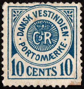 Danish West Indies - 1902 - 10c Dark Blue Numeral of Value Postage Due Issue #J4 - Picture 1 of 1