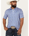 Panhandle Men's Southwestern Print Short Sleeve Snap Performance Polo Shirt Blue
