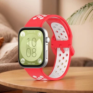 Two-Color Silicone Sport Strap Breathable for Huawei Watch Fit 3 (Red White) - Zdjęcie 1 z 6