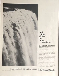 1961 Investor-Owned Electric Light Power PRINT AD Waterfall VTG 1960s Powerful - Picture 1 of 5