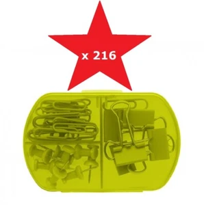 Office Stationary Sets Bulldog Paper Clips Push Pins School Supplies - 216 Pack - Picture 1 of 2