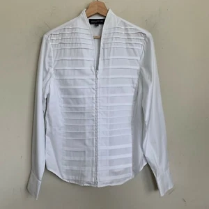 Jones New York Signature Shirt Zip Pleat Front Long Sleeve Cotton Size M NEW - Picture 1 of 10