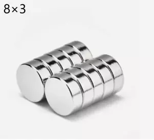 10pcs 8x3mm Super Powerful Strong Round Neodymium Disc Magnets N35 Rare Earth IR - Imagen 1 de 2