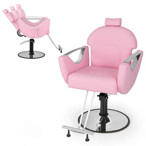 Barber Chair Reclining Salon Chair for Hair Stylist w/Adjustable Height Headrest - Picture 1 of 9