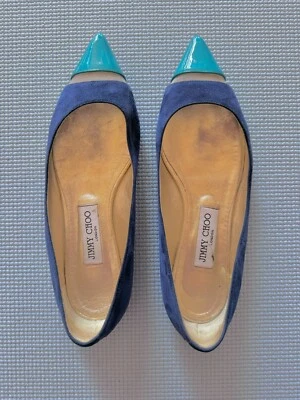 Pisos de gamuza Jimmy Choo - Azul marino - Talla 38,5 - Hechos en Italia - ligeramente usados Foto 1 de 4