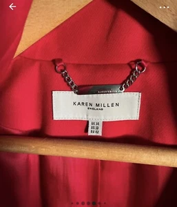 Karen Millen Stunning & Elegant Red Virgin Wool Coat size 14. Statement piece. - Picture 1 of 17