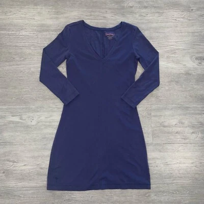 Lilly Pulitzer Juliet Women’s XXS 2XS Dress Pima V-Neck 3/4 Sleeve Navy Preppy - Image 1 of 4
