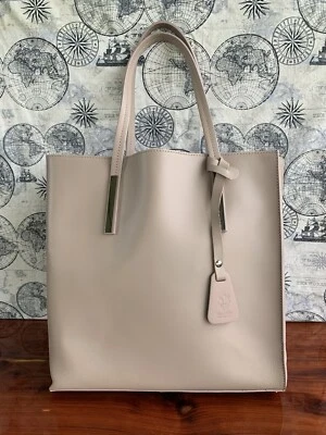 Vera Pelle Pink Leather Shopper Tote - Image 1 of 4