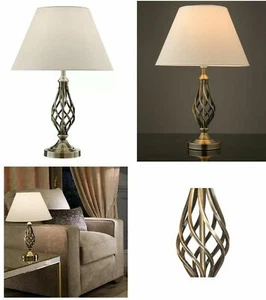 Kingswood Barley Twist Traditional Bed Side Table Lamp & Shade Antique Brass New - Picture 1 of 3